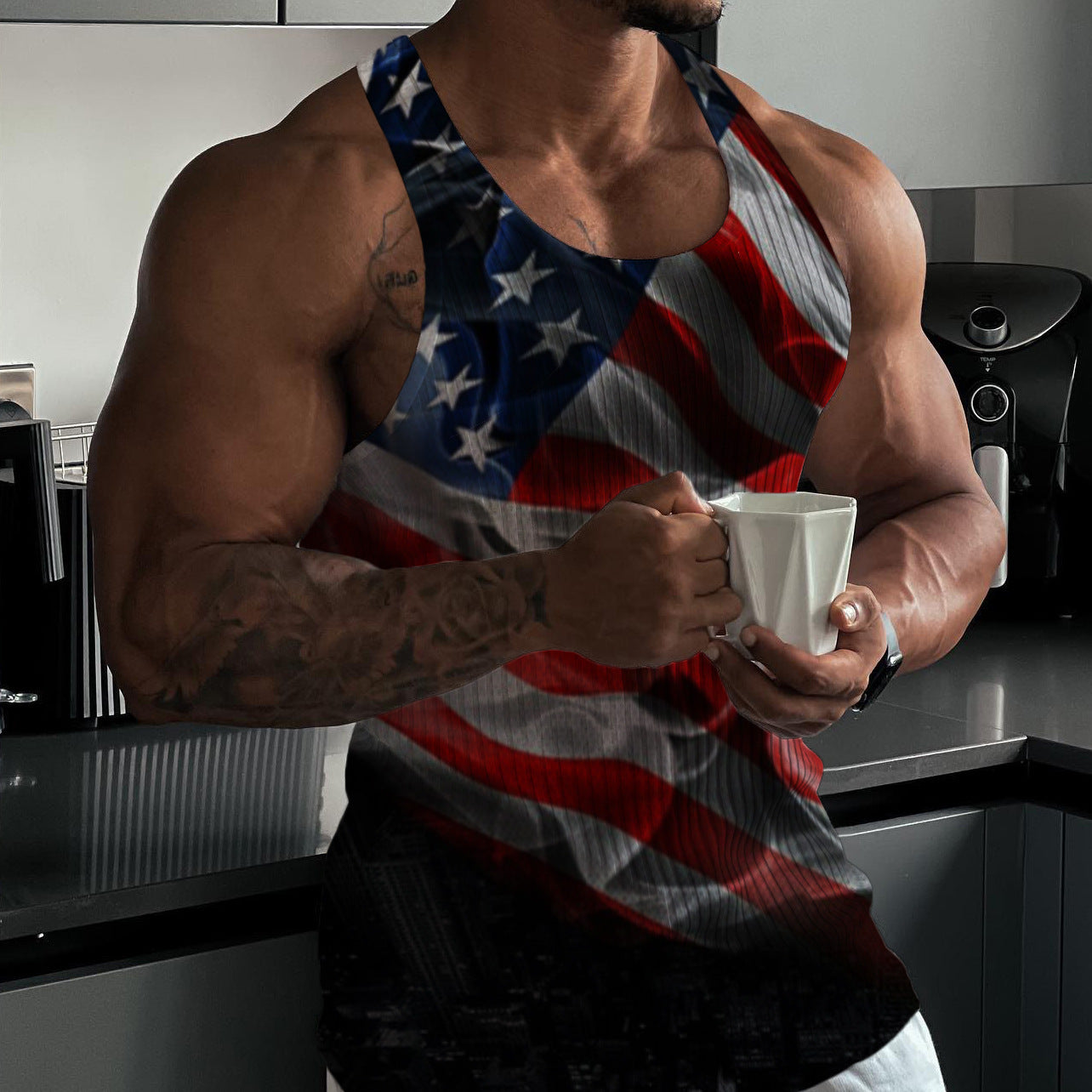 Summer Knitted Vertical Stripes Fitness Sports Casual Slim Fit Men's Vest Men's I-shaped Vest Men