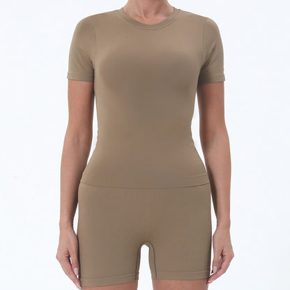 Summer Women's Yoga Clothes Suit Slim T-shirt Butt-lift Underwear