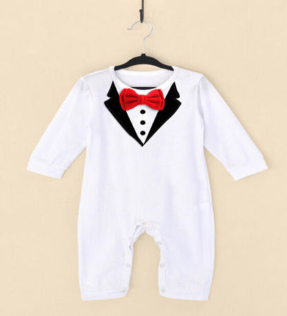 Children's gentleman long sleeve romper robe