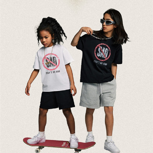 Sun Protection Short Sleeve Middle And Big Children's Hip Hop T-shirt Letter Printing
