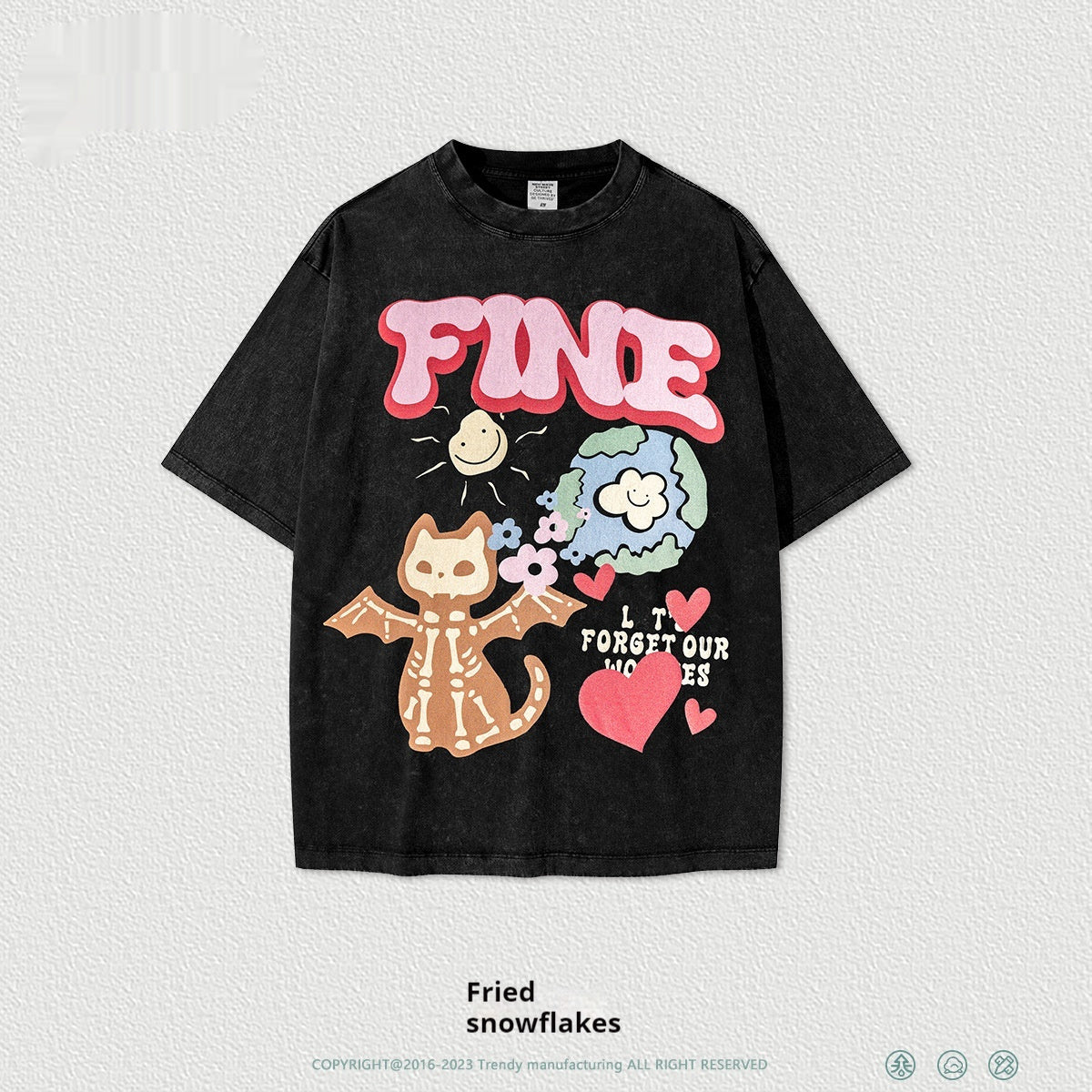 Monster Cartoon Print Children And Teens Short Sleeve