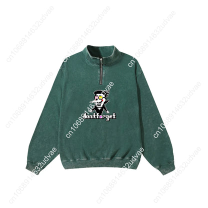 Deltarune Spamton Undertale Retro Sweatshirt Man Woman Teenager Vintage Pullover Half Zipper Sweat Shirt Custom Sleeved Tshirt