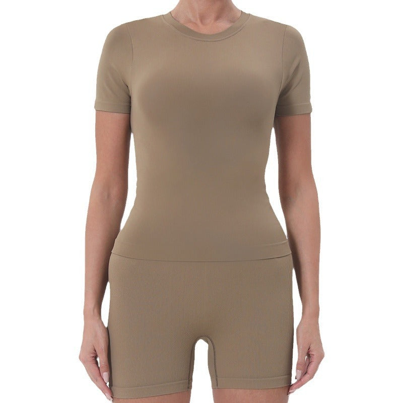 Summer Women's Yoga Clothes Suit Slim T-shirt Butt-lift Underwear