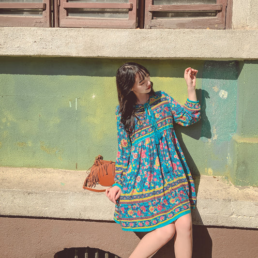 Bohemian Beach Skirt Seaside Holiday Floral Ethnic Dress Women