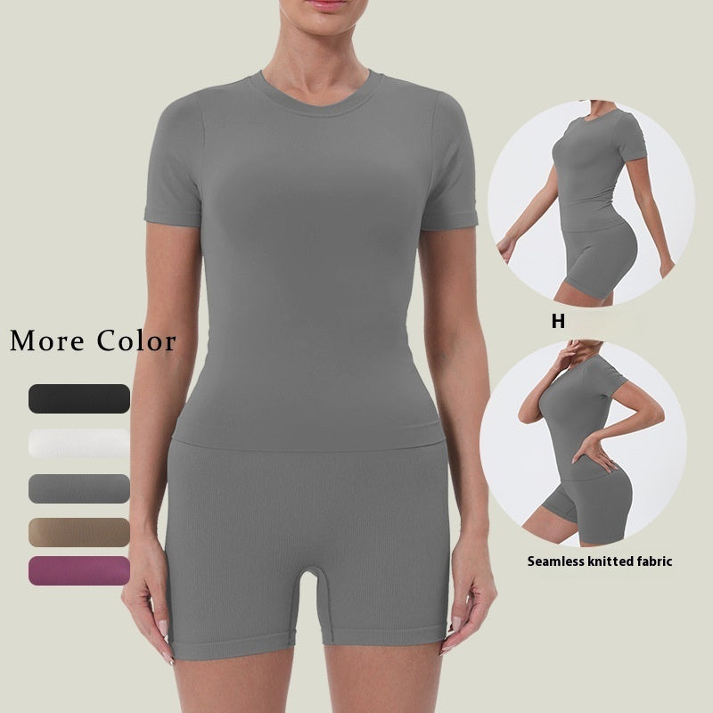 Summer Women's Yoga Clothes Suit Slim T-shirt Butt-lift Underwear