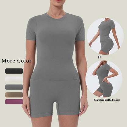 Summer Women's Yoga Clothes Suit Slim T-shirt Butt-lift Underwear