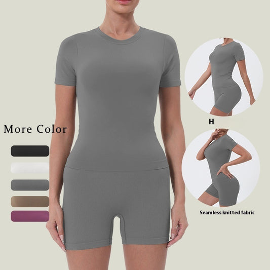 Summer Women's Yoga Clothes Suit Slim T-shirt Butt-lift Underwear