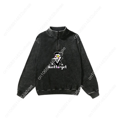 Deltarune Spamton Undertale Retro Sweatshirt Man Woman Teenager Vintage Pullover Half Zipper Sweat Shirt Custom Sleeved Tshirt